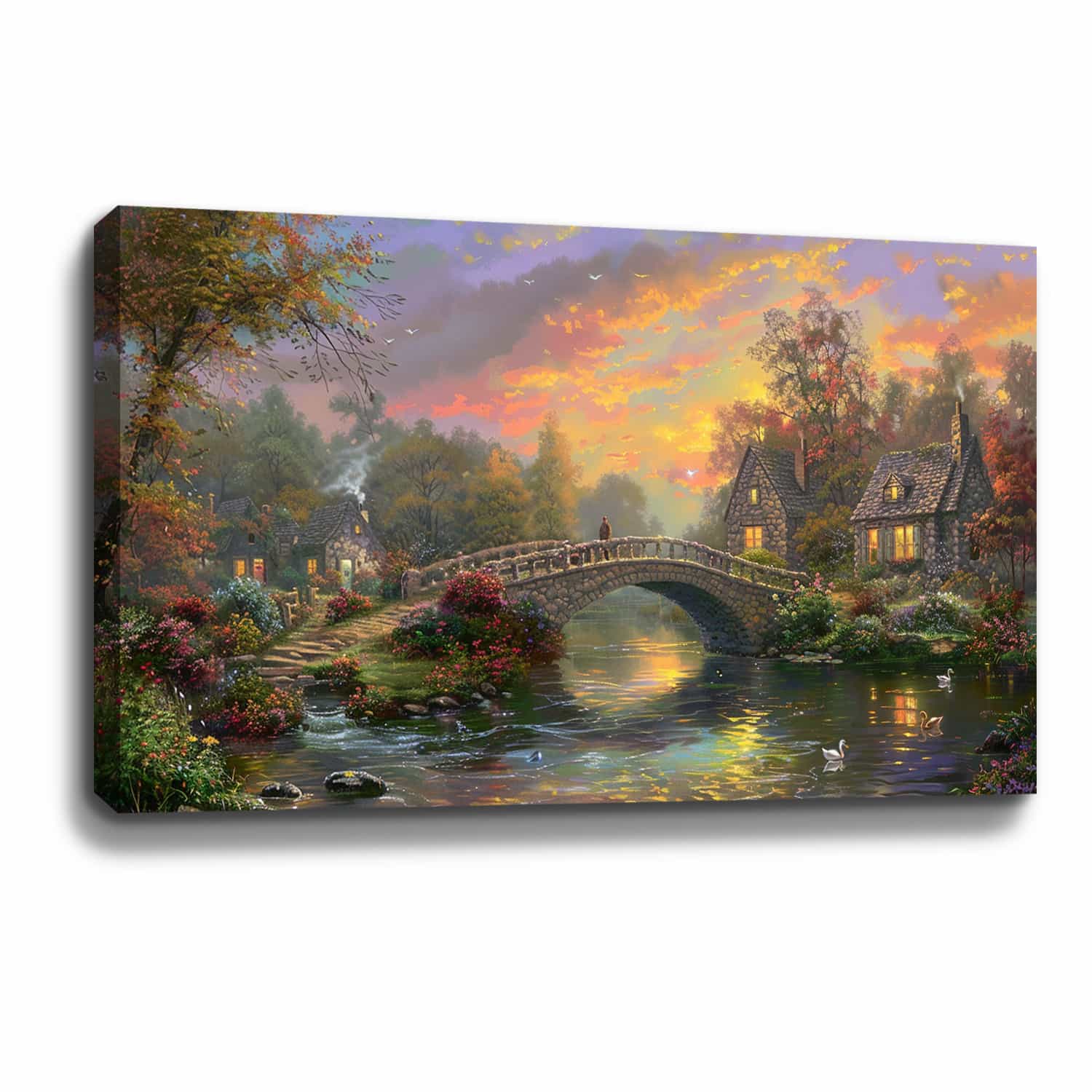 Sunset On Lamplight Lane Canvas Art