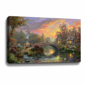 Sunset On Lamplight Lane Canvas Art