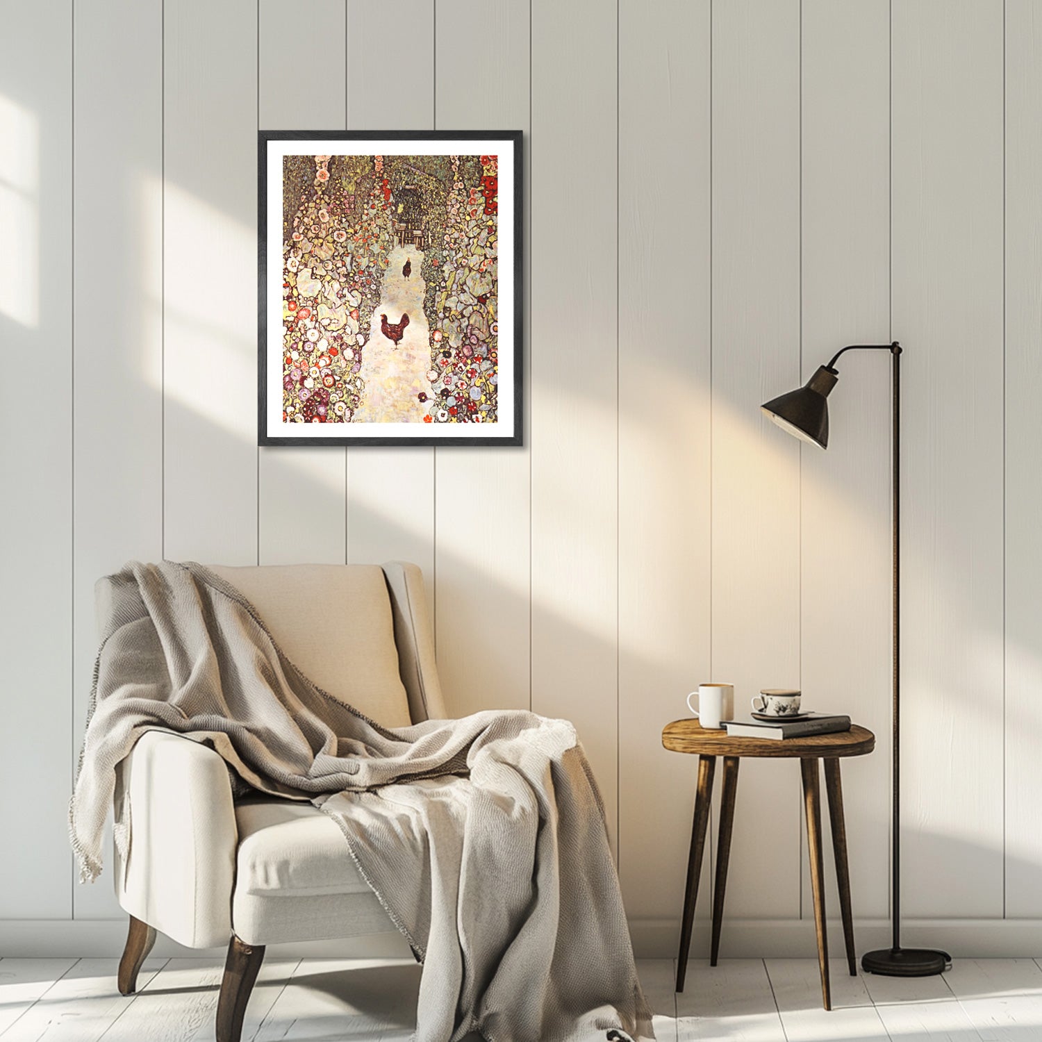 Gustav Klimt Wall Art Garden With Roosters Poster Framed Klimt Art