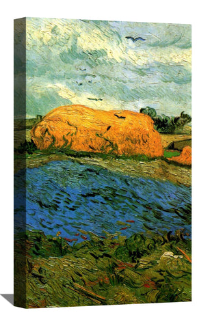Haystacks under a Rainy Sky Canvas Art
