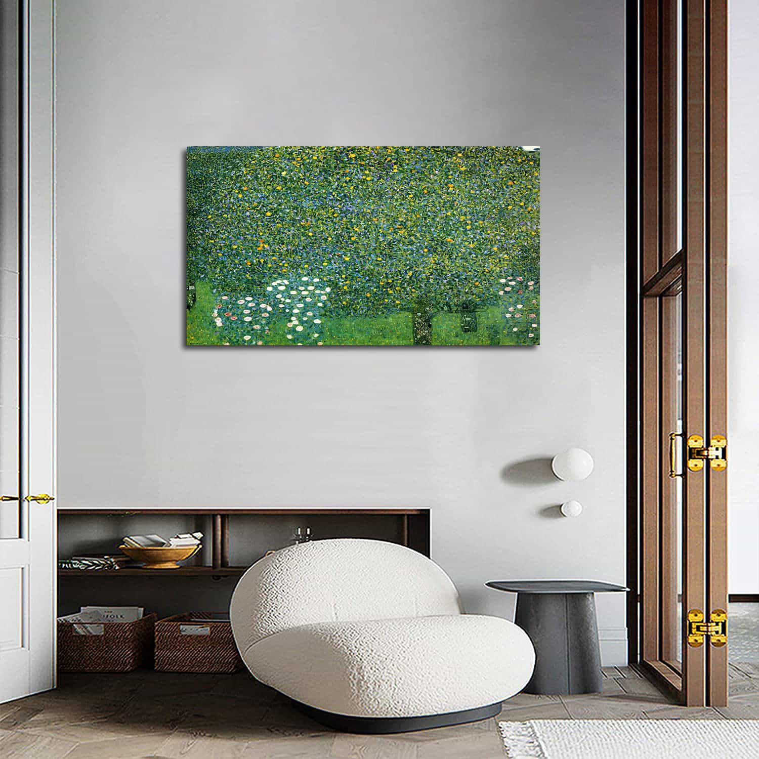 Rosebushes Under The Trees Canvas Art