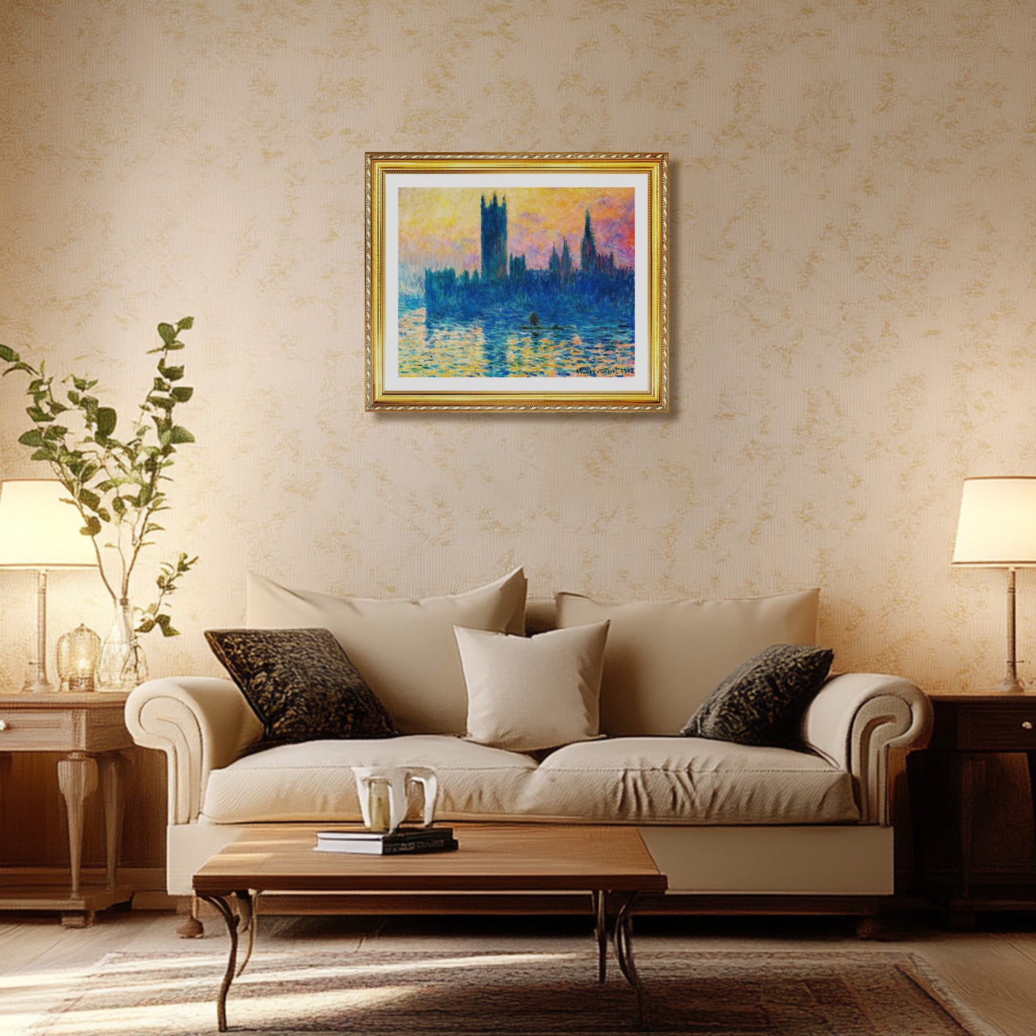 Claude Monet Wall Art The Houses Of Parliament In London Poster Framed