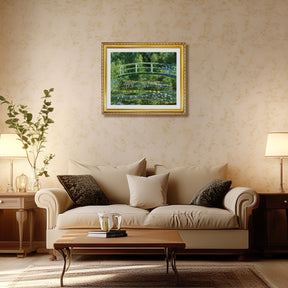Claude Monet Wall Art Water Lilies And Japanese Bridge Black Poster Framed
