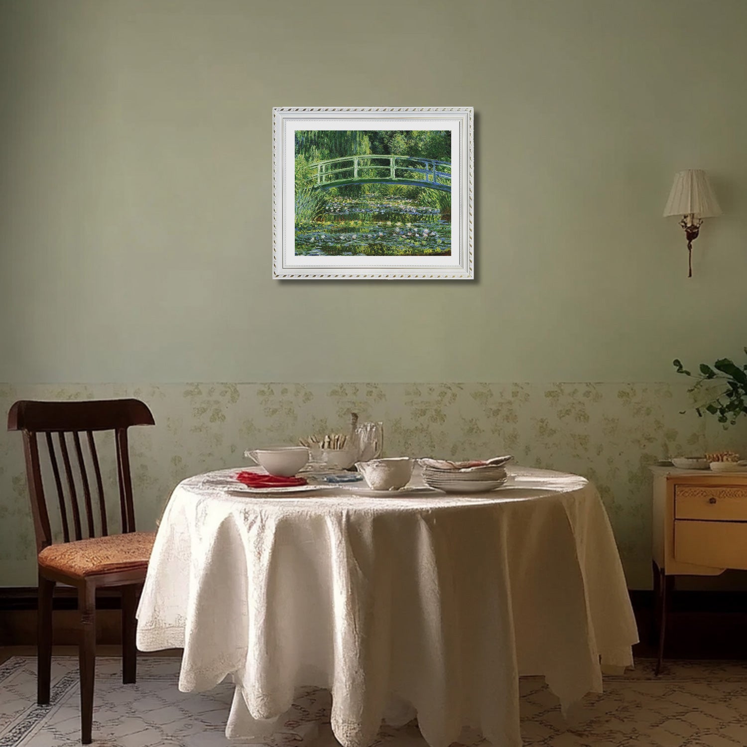 Claude Monet Wall Art Water Lilies And Japanese Bridge Black Poster Framed