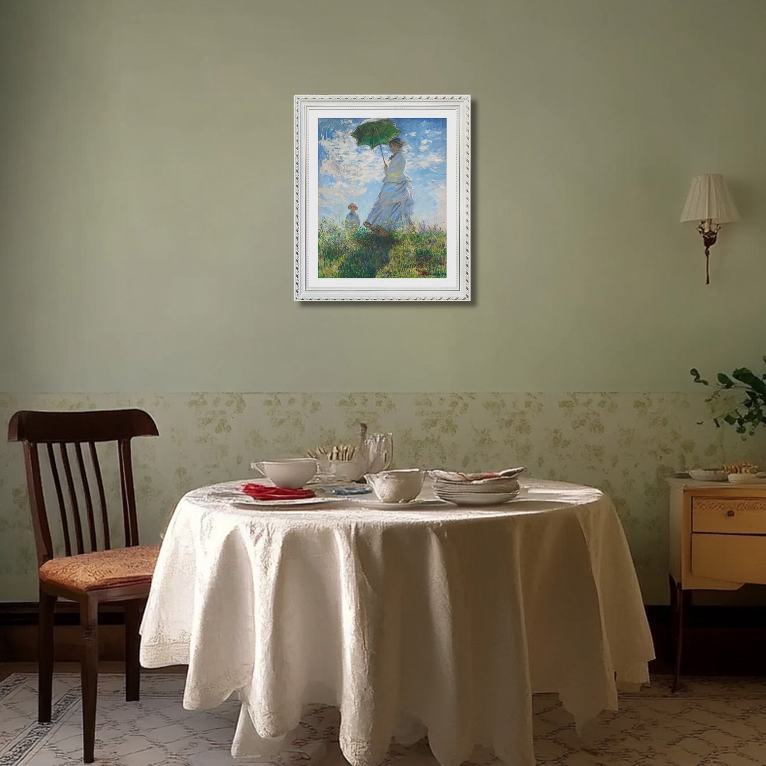 Claude Monet Wall Art Woman With A Parasol In The Garden In Argenteuil Poster Framed