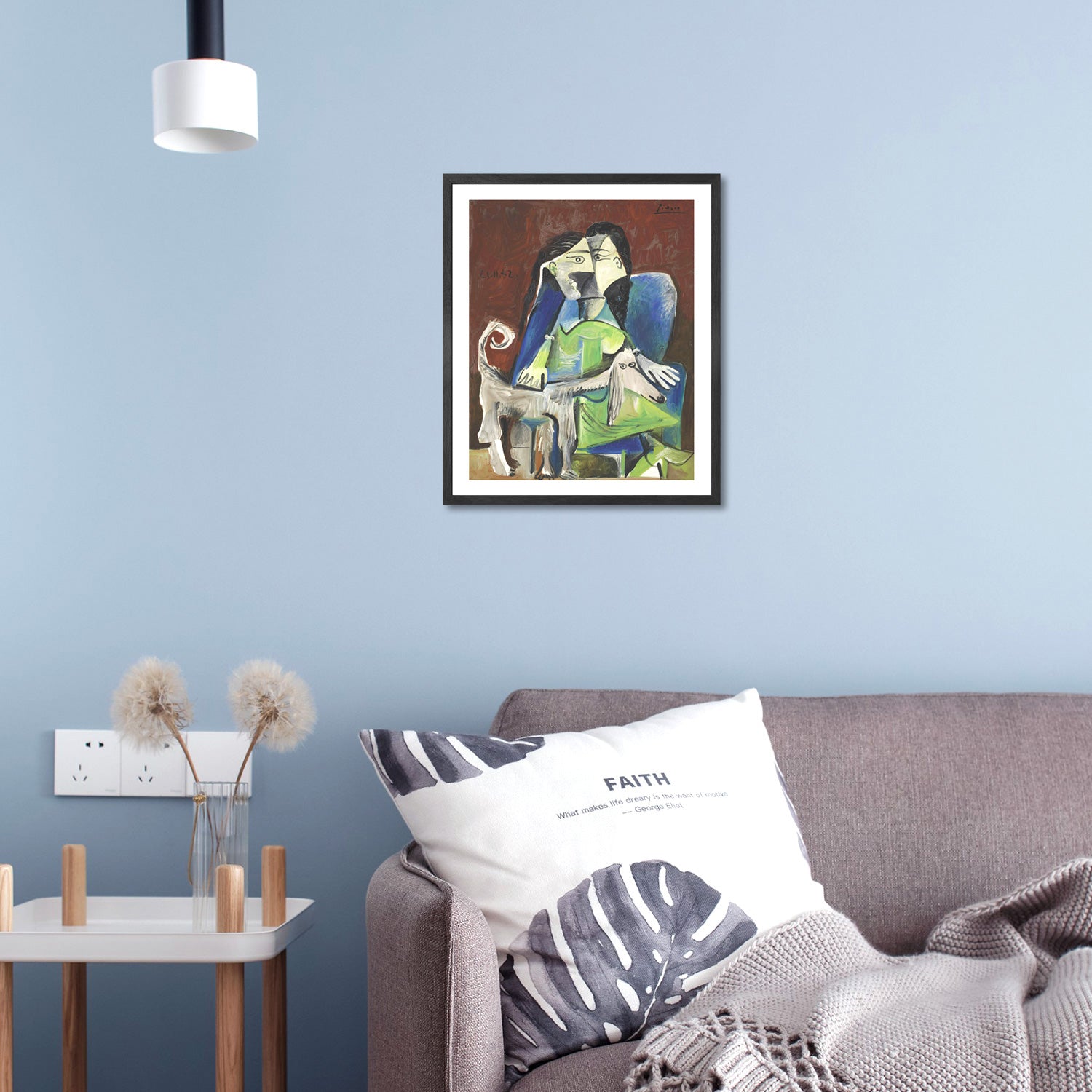 Pablo Picasso Wall Art Woman With Dog Poster Framed Art