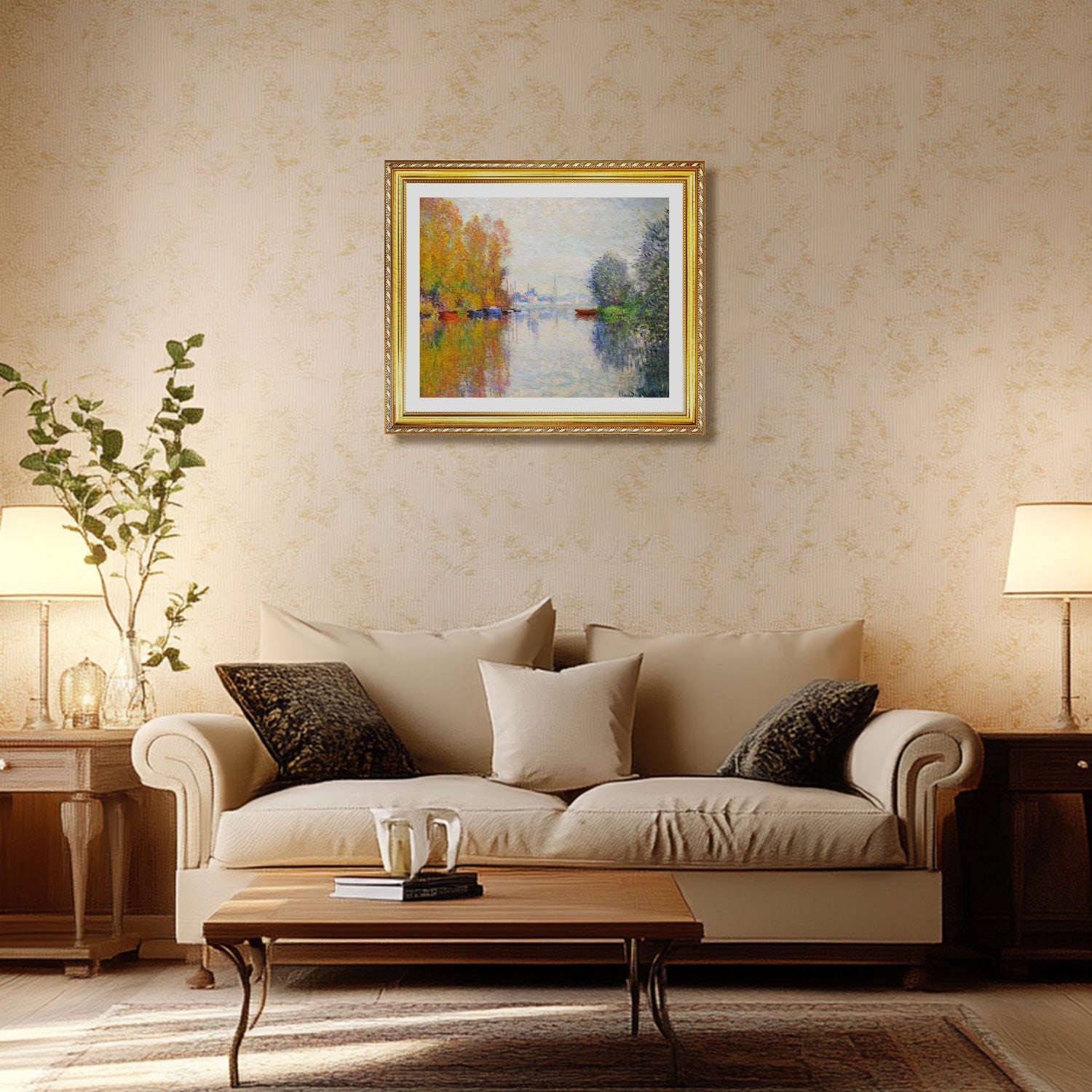 Claude Monet Wall Art Autumn On The Seine At Argenteuil Poster Framed