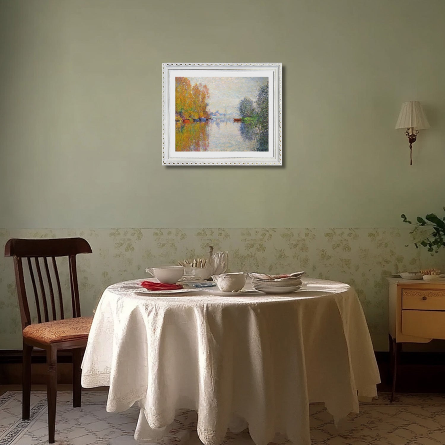 Claude Monet Wall Art Autumn On The Seine At Argenteuil Poster Framed