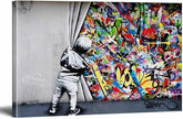 Behind Curtain Canvas Art