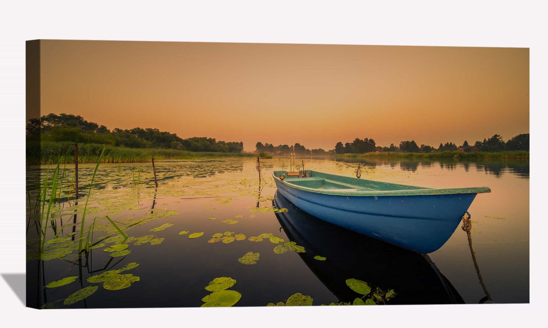Boat Lily Water Lake Canvas Art