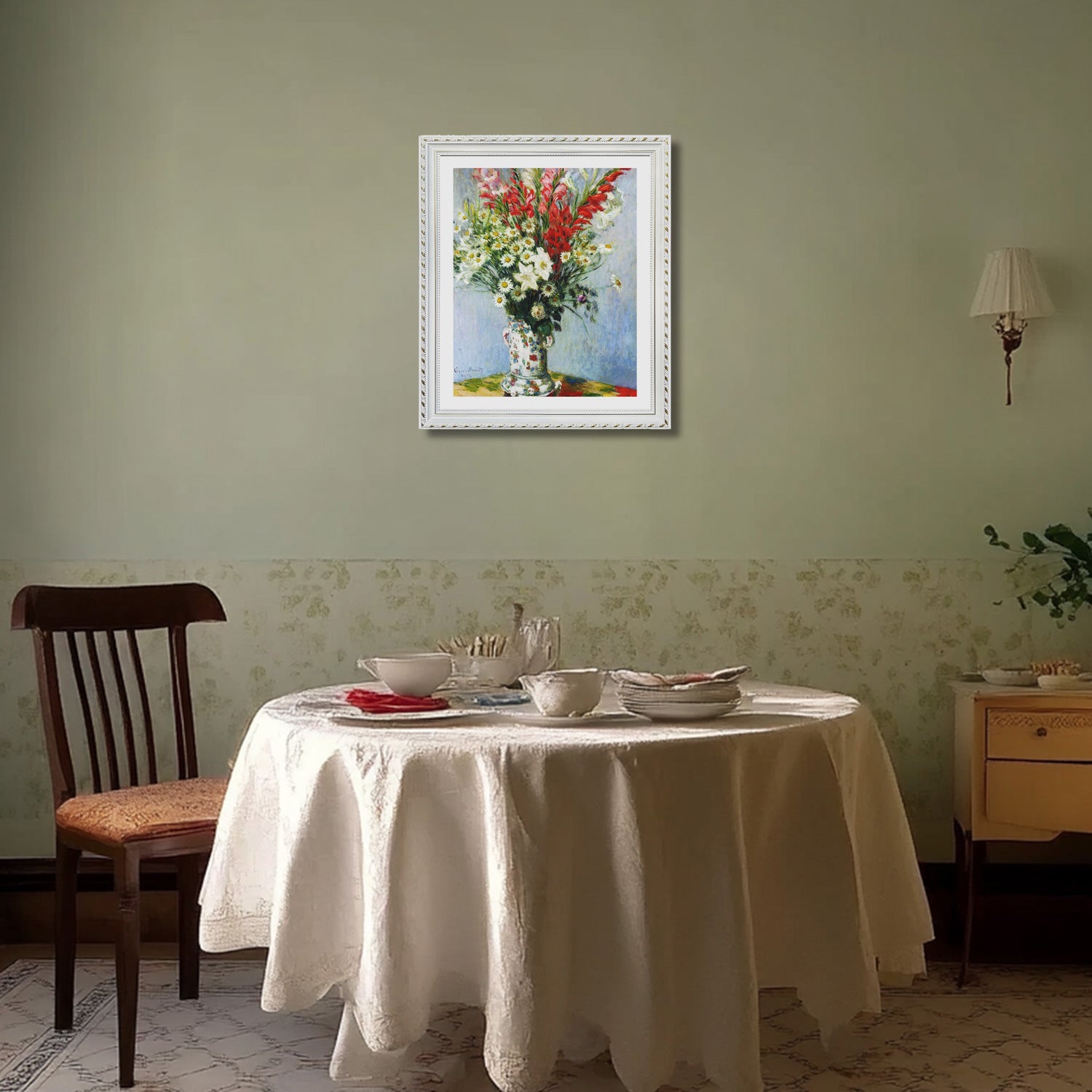 Claude Monet Wall Art Bouquet Of Gadiolas Lilies And Dasies Poster Framed