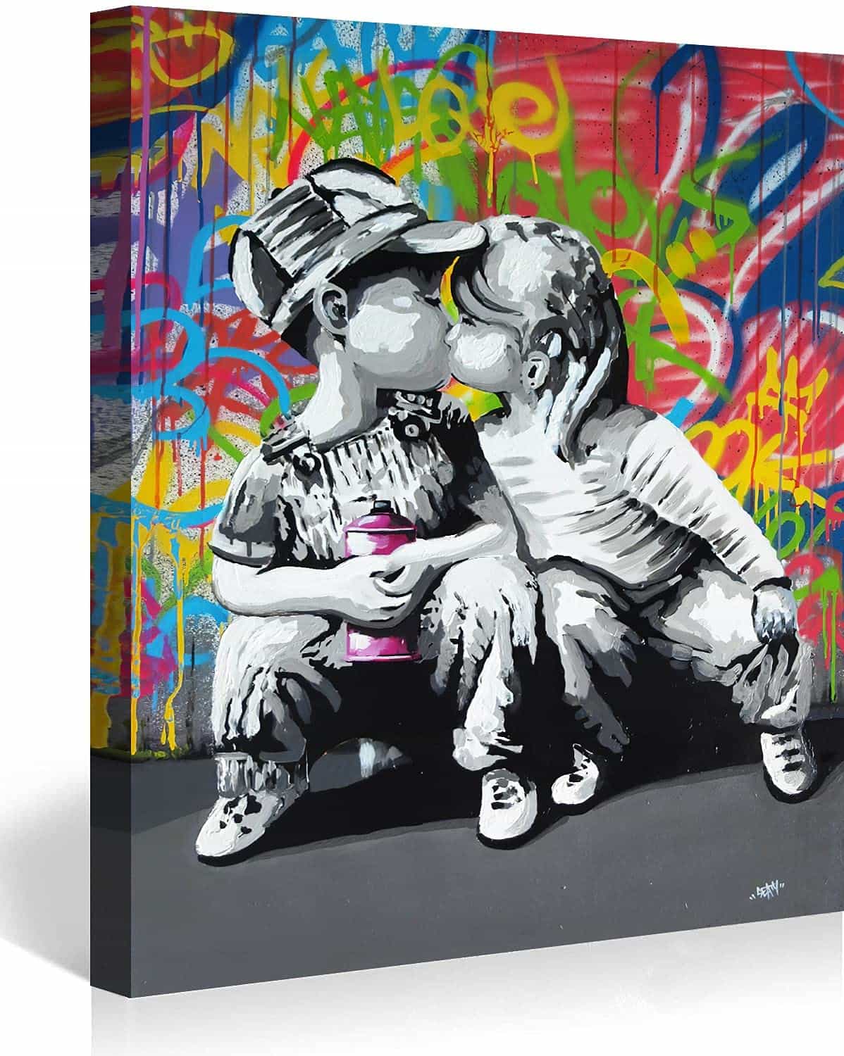 Children Kissing Canvas Art