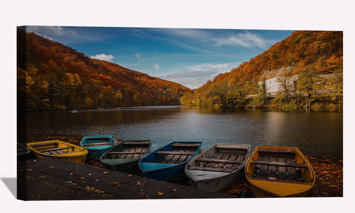 Colored Row Boats Canvas Art