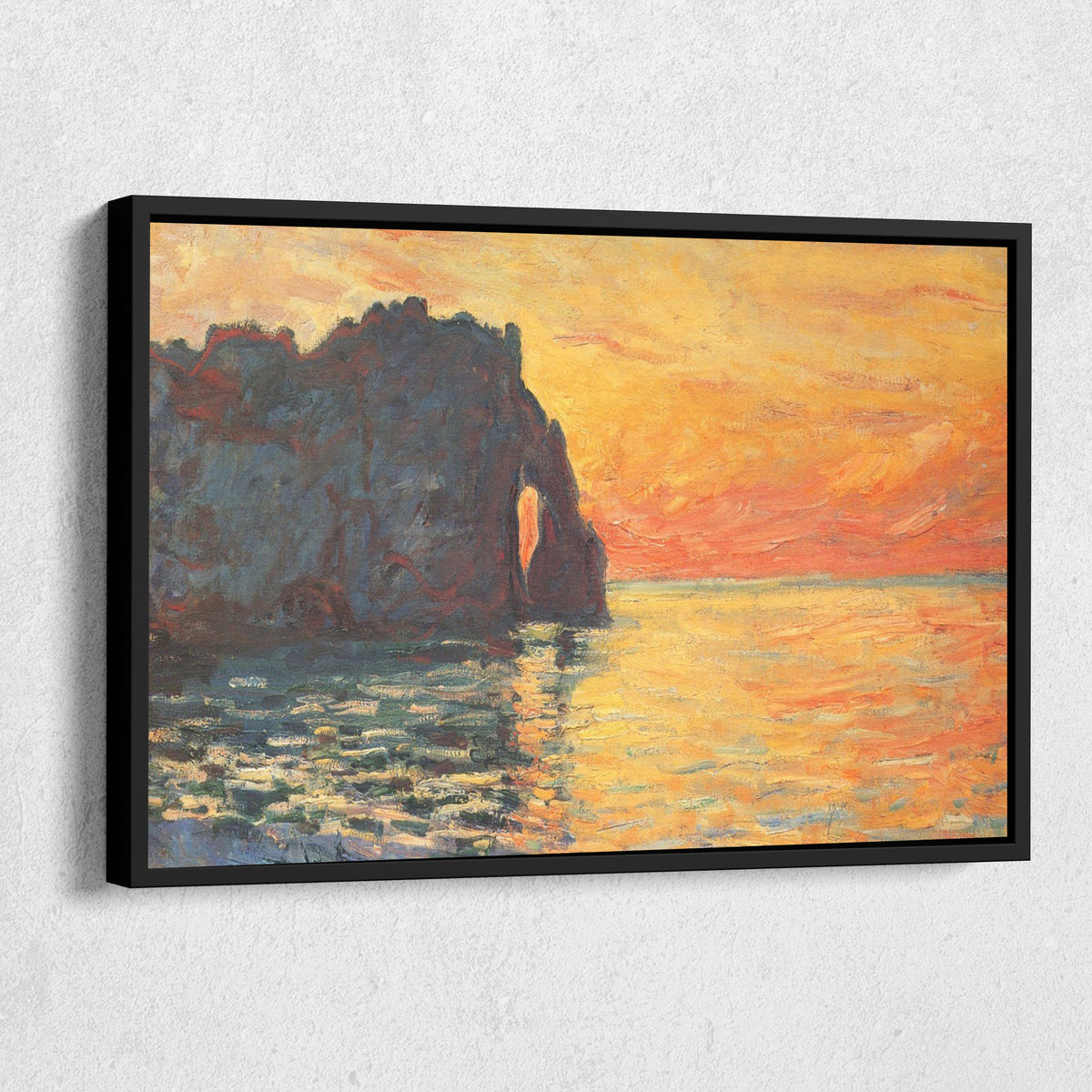 Etretat Cliff Of D Aval Sunset Canvas Art