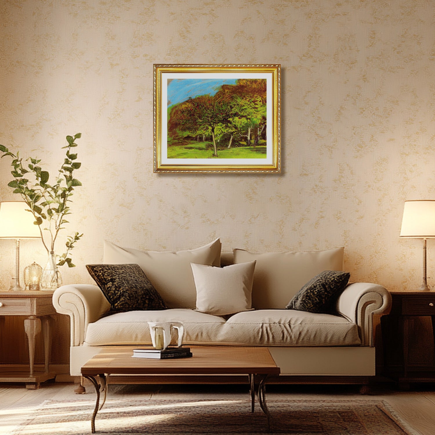 Claude Monet Wall Art Fruit Trees Poster Framed