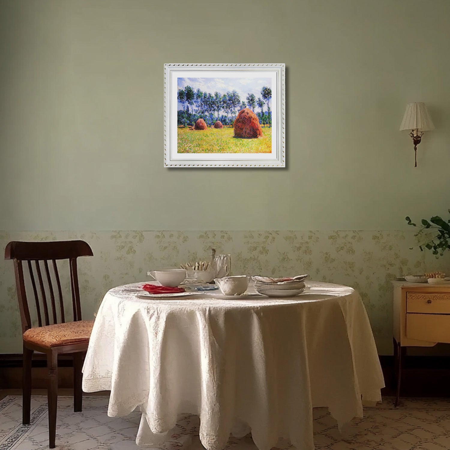 Claude Monet Wall Art Haystacks At Giverny Poster Framed