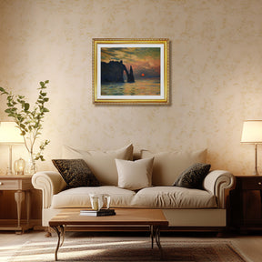 Claude Monet Wall Art The Cliff Tretat Sunset Poster Framed