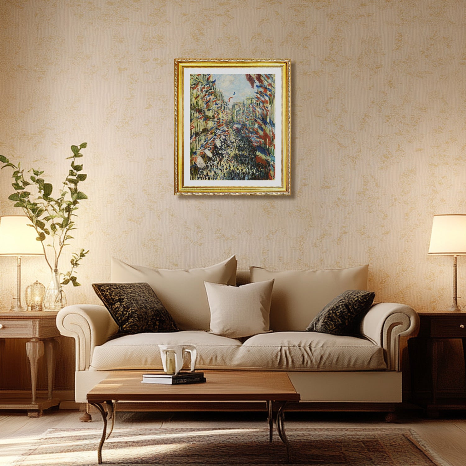 Claude Monet Wall Art The Rue Montorgueil In Paris Poster Framed