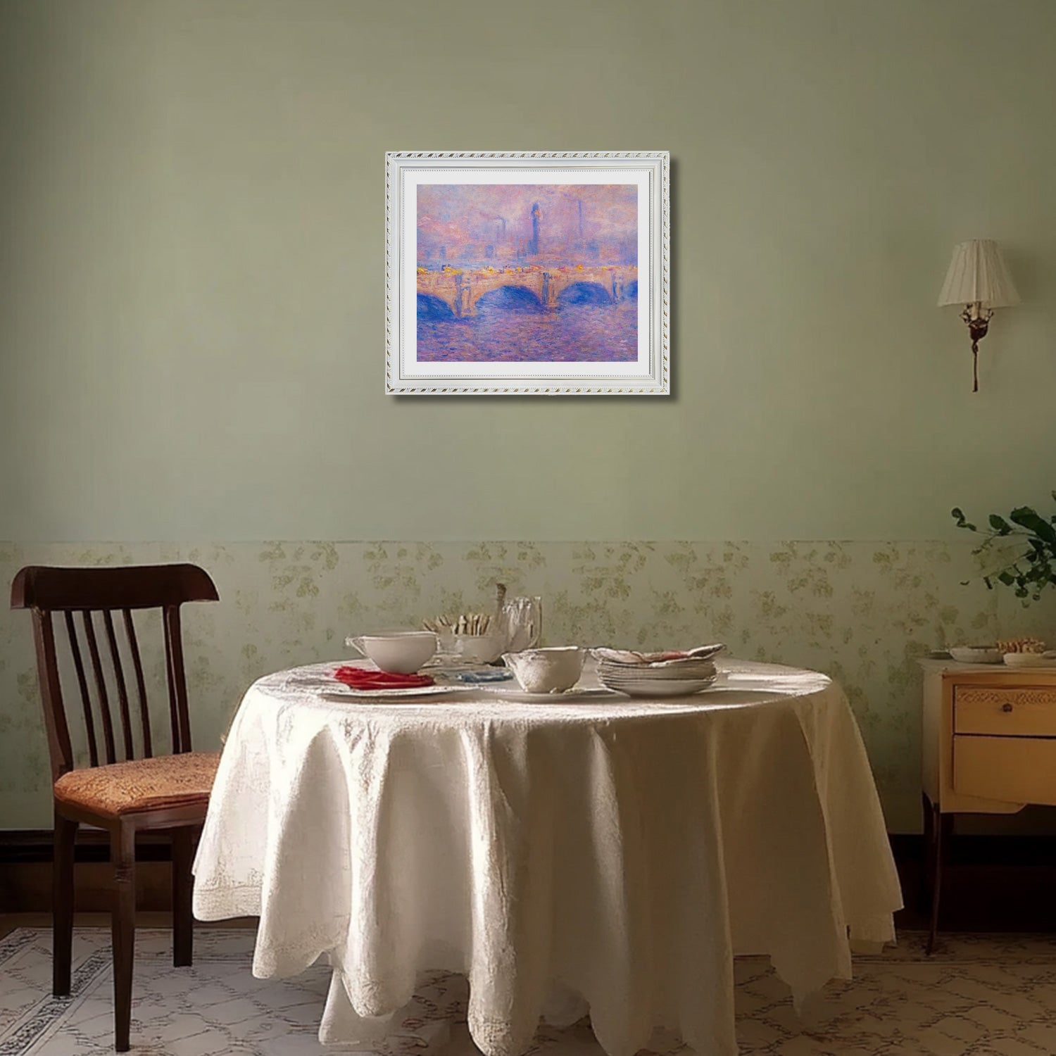Claude Monet Wall Art Waterloo Bridge Sunlight Effect Poster Framed