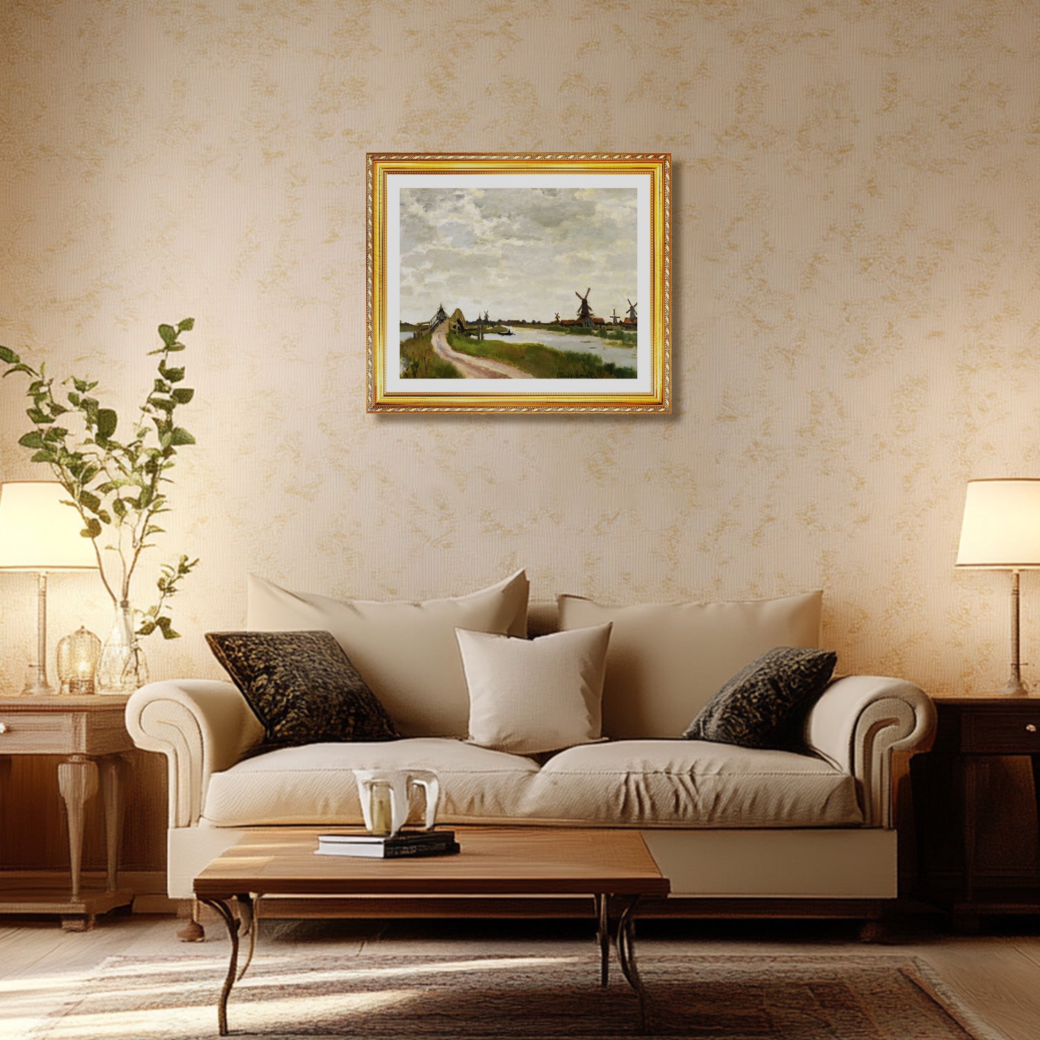 Claude Monet Wall Art Windmills At Haaldersbroek Zaandam Poster Framed