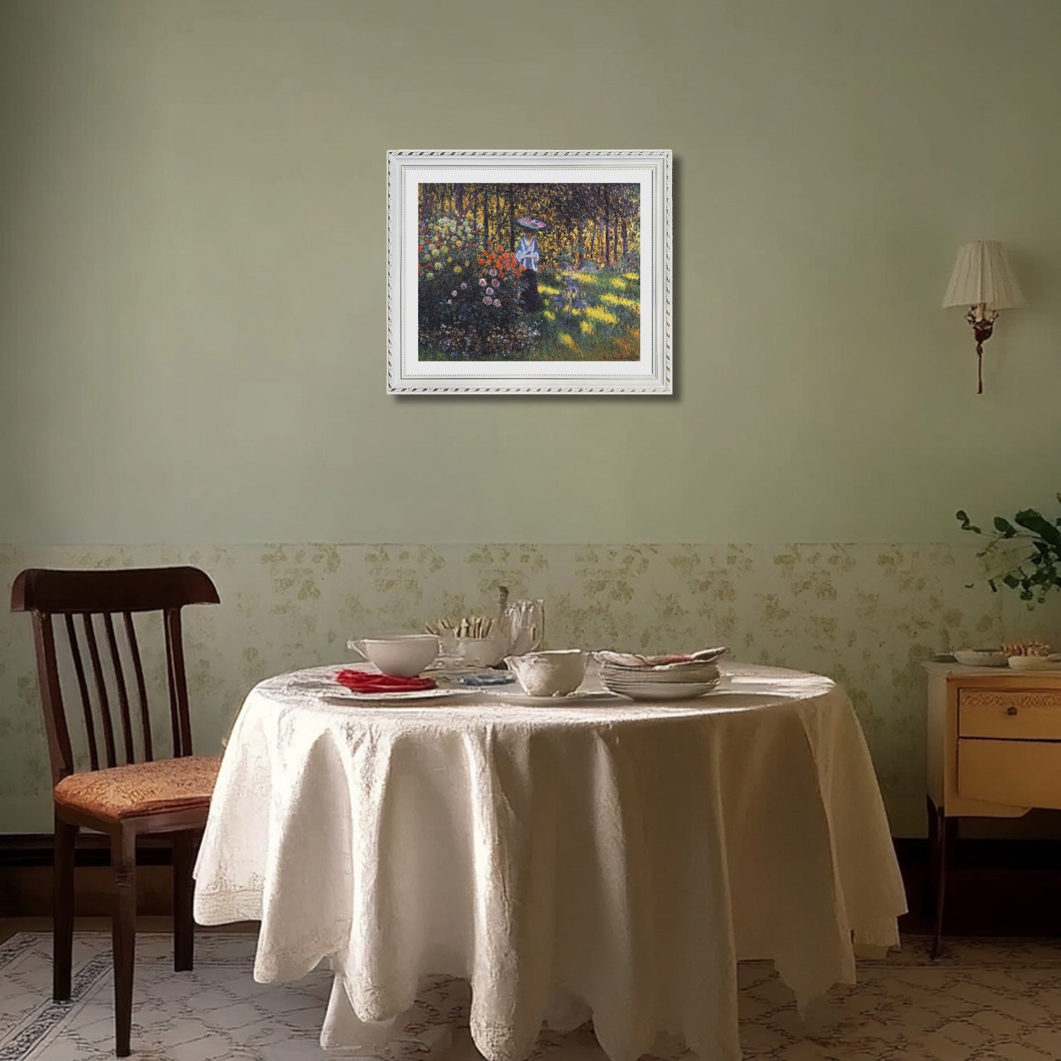 Claude Monet Wall Art Woman With A Parasol In The Garden In Argenteuil Poster Framed